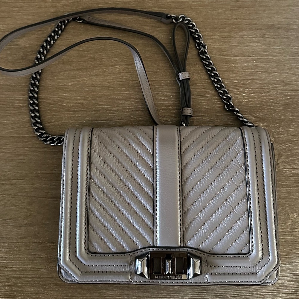 REBECCA MINKOFF Quilted Leather Crossbody Bag in Gray
